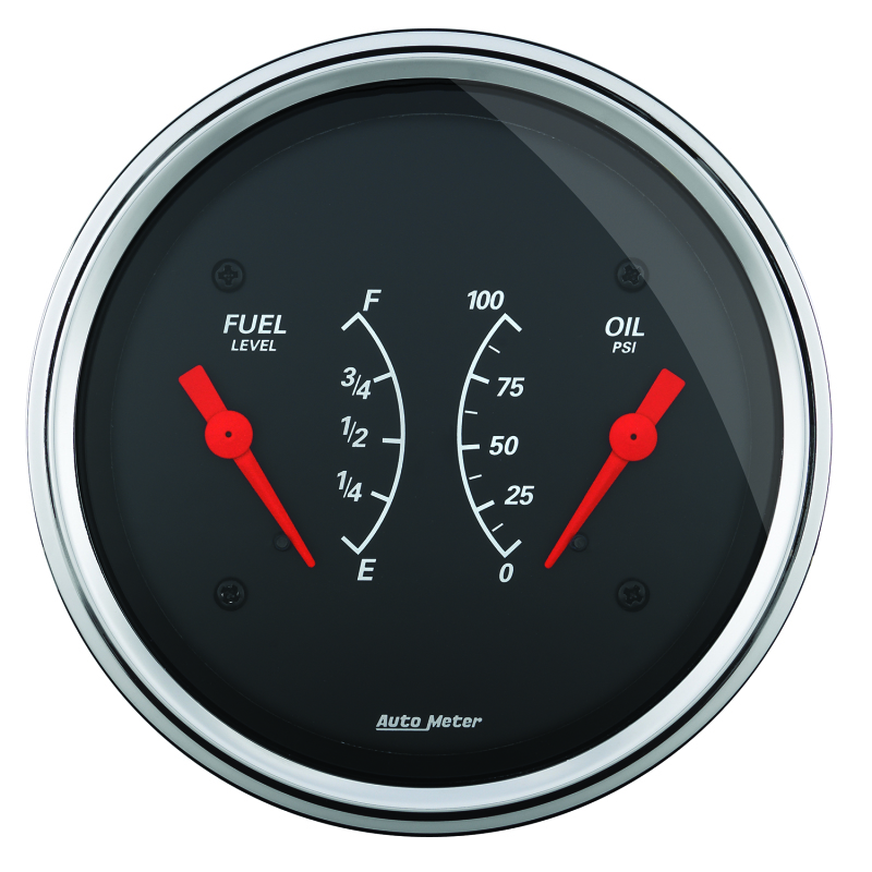 AutoMeter Gauge Dual Fuel & Oilp 3-3/8in. 240 Ohm(e) to 33 Ohm(f) & 100PSI Elec Designer Black thumbnail 4