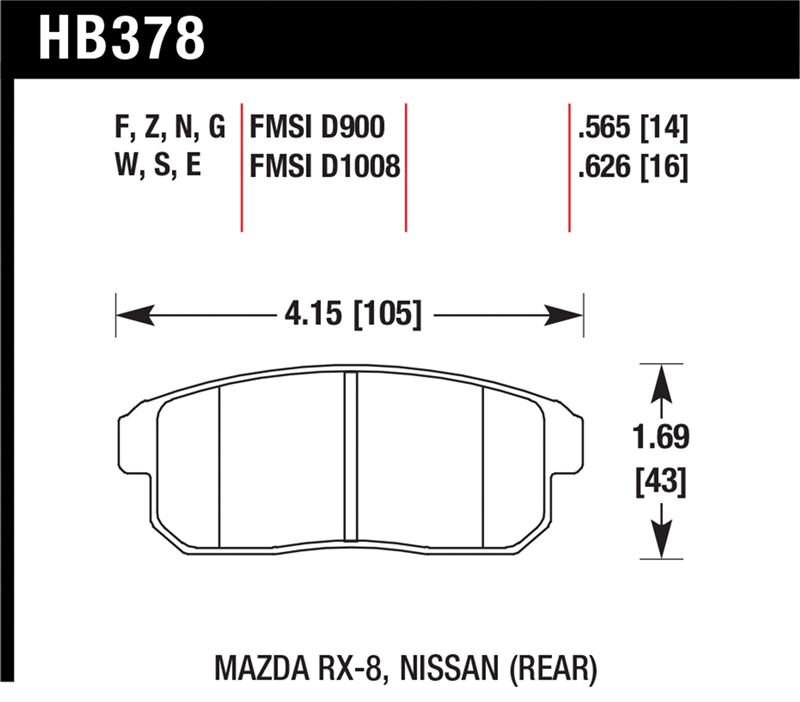 Hawk 03-07 RX8 HPS Street Rear Brake Pads (D1008)