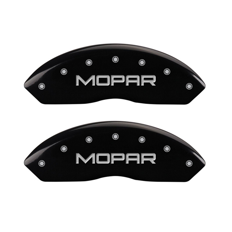 MGP Front set 2 Caliper Covers Engraved Front MOPAR Black finish silver ch thumbnail 3