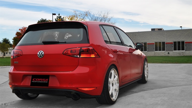 Corsa 14-16 Volkswagen GTI Mk7 Black Sport 3.0in Cat-Back Dual Rear Exit with Single Pro-Series Tips thumbnail 3