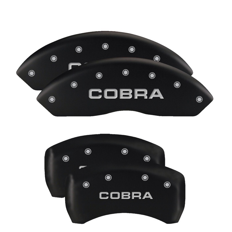 MGP 4 Caliper Covers Engraved Front Mustang Engraved Rear Bar & Pony Black finish silver ch thumbnail 3