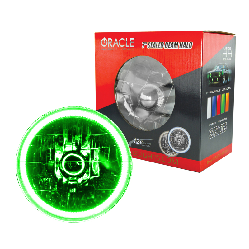 Oracle Pre-Installed Lights 7 IN. Sealed Beam - Green Halo thumbnail 2