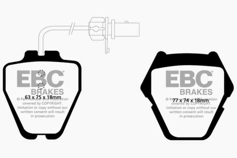 EBC 99-01 Audi A6 Quattro 2.7 Twin Turbo Sedan (8 Pad Set) Redstuff Front Brake Pads thumbnail 5