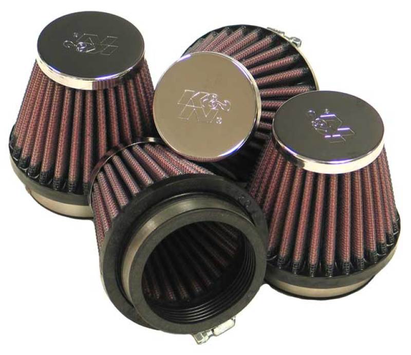 K&N Universal Chrome Filter 2.125 in Flange ID / 3in Base OD / 2in Top OD / 2.75in H (4 per box) thumbnail 2