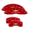 MGP 4 Caliper Covers Engraved Front & Rear Chevy racing Red finish silver ch thumbnail 5