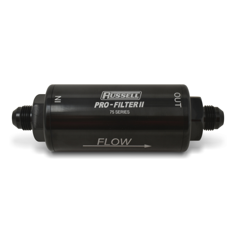75 Series Pro-filter 2 6AN Male In/Out, 40 Micron Element With Black Finish