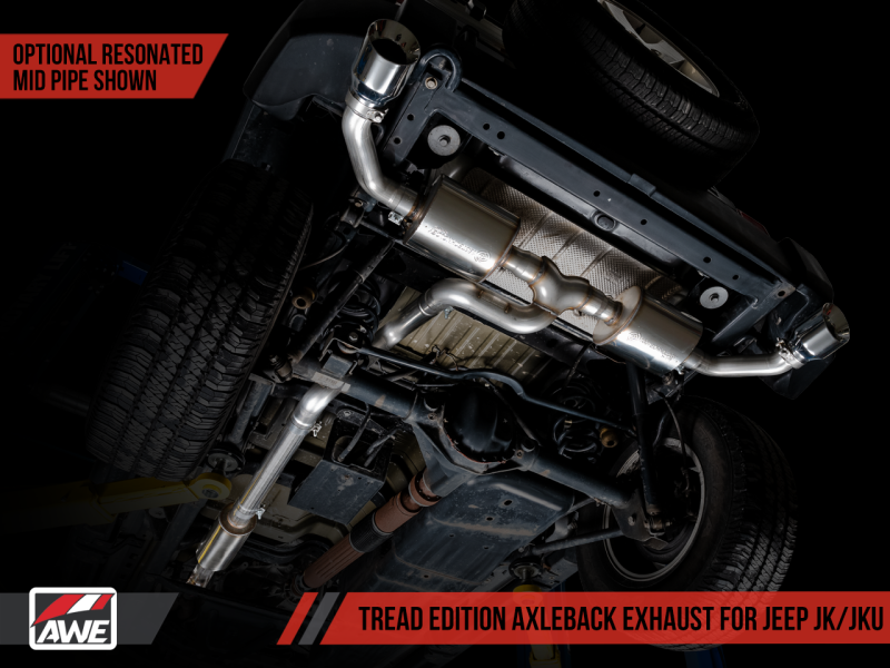 AWE Tuning 07-18 Jeep Wrangler JK/JKU 3.6L Tread Edition Axle-Back Dual Exhaust - Chrome Silver Tips thumbnail 9
