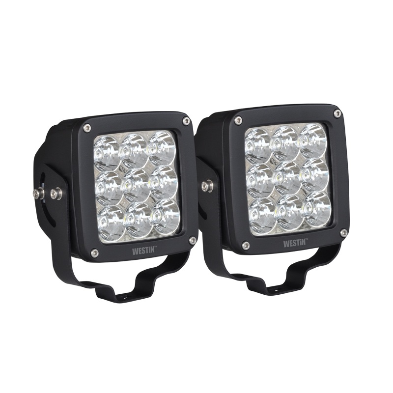 Westin Axis LED Auxiliary Light 4.5 inch x 4.5 inch Square Flood w/3W Osram (Set of 2) - Black thumbnail 3