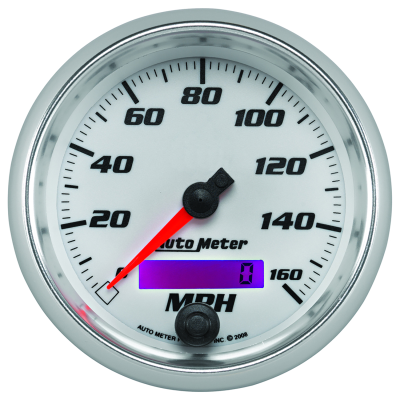 Autometer Pro-Cycle Gauge Speedometer 3 3/8in 160Mph Elec. Programmable White thumbnail 3