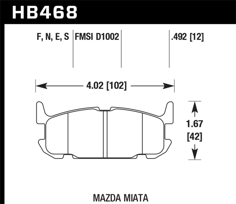 Hawk 04-05 Mazda Miata HT-10 Race Rear Brake Pads thumbnail 7