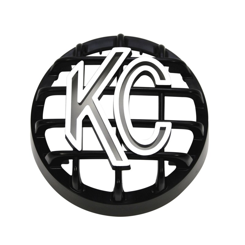 KC HiLiTES 4in. Round ABS Stone Guard for Rally 400 (Single) - Black w/White KC Logo thumbnail 2