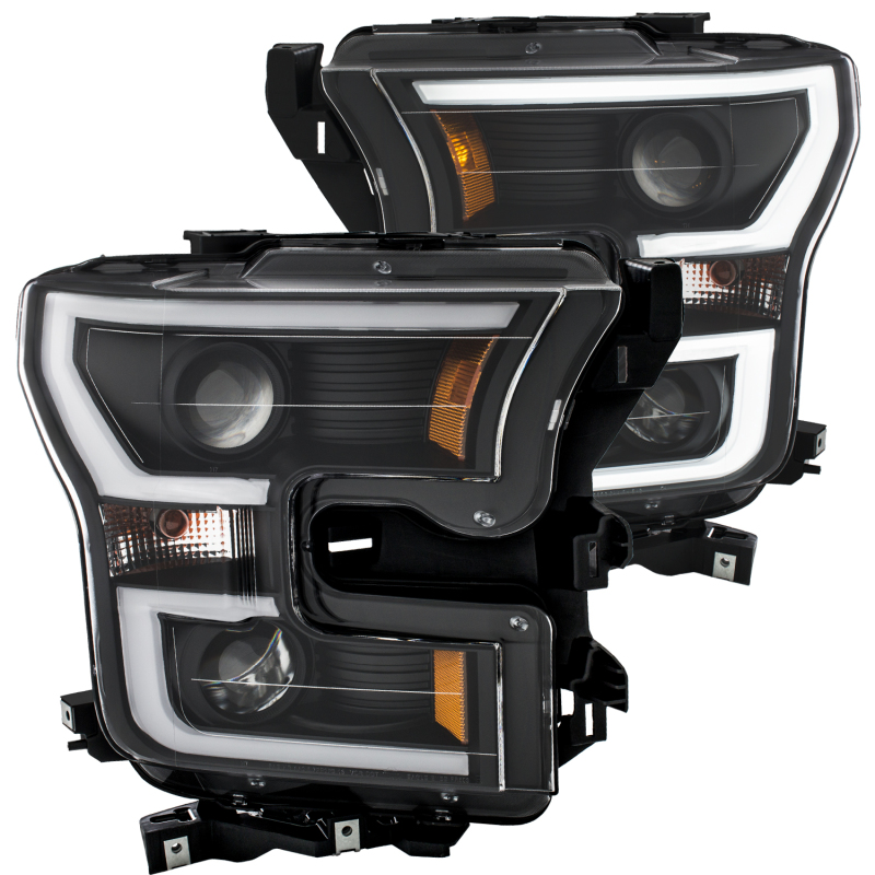 ANZO 2015-2016 Ford F-150 Projector Headlights w/ Plank Style Design Black w/ Amber thumbnail 4