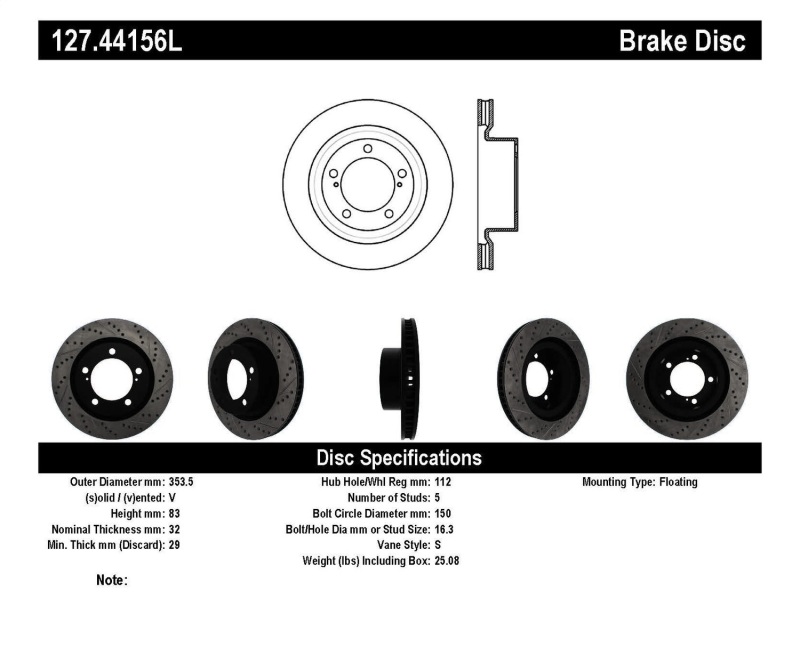 StopTech 07-09 Toyota Tundra / 08-09 Toyota Sequoia Front Left Slotted & Drilled Rotor thumbnail 4
