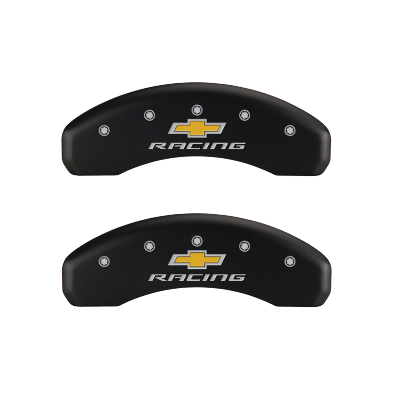 MGP 4 Caliper Covers Engraved Front & Rear Chevy racing Red finish silver ch thumbnail 6
