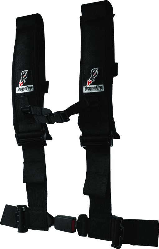 DragonFire Racing Harness H-Style- 4-Point- EZ-Adjust- 3in Buckle- Black thumbnail 2