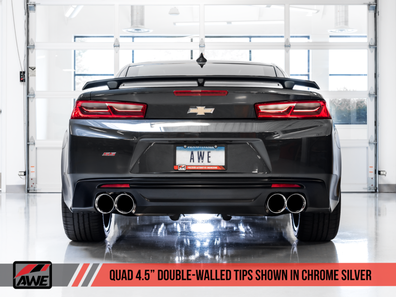 AWE Tuning 16-19 Chevrolet Camaro SS Axle-Back Exhaust - Track Edition (Quad Chrome Silver Tips) thumbnail 7