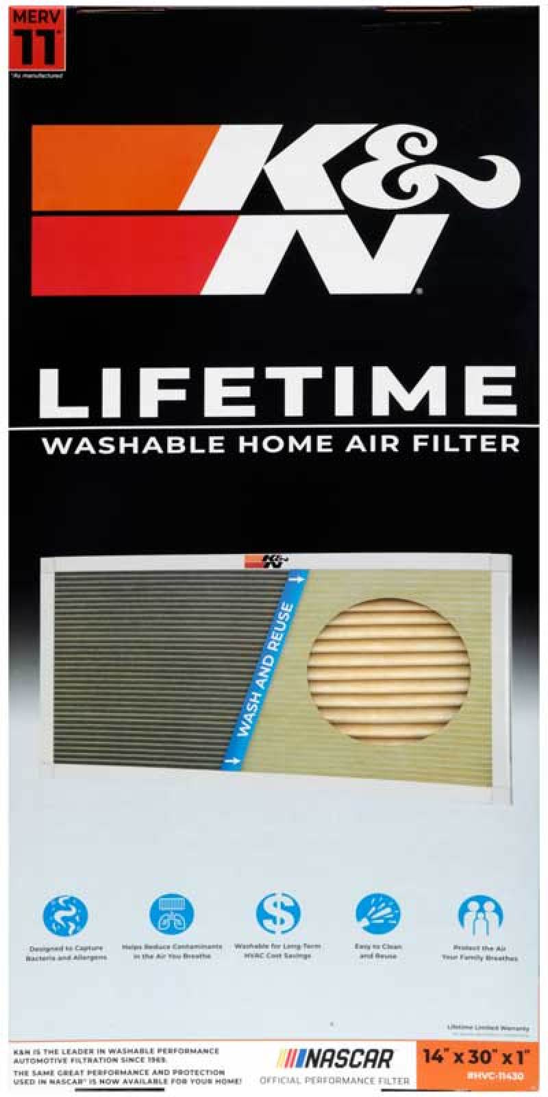 K&N HVAC Filter - 14 x 30 x 1 thumbnail 4