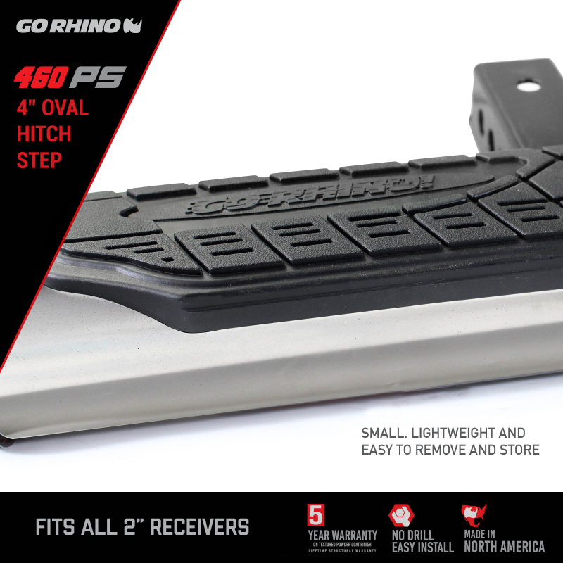 Go Rhino 4in Oval Hitch Step - Stainless thumbnail 5