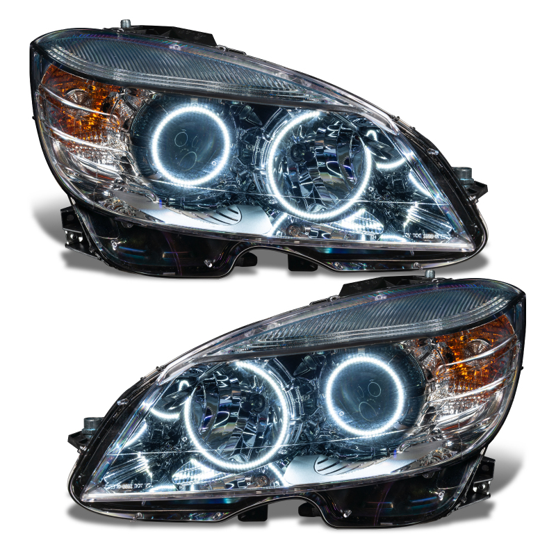 Oracle 08-11 Mercedes Benz C-Class Pre-Assembled Headlights - Chrome Housing - White thumbnail 2
