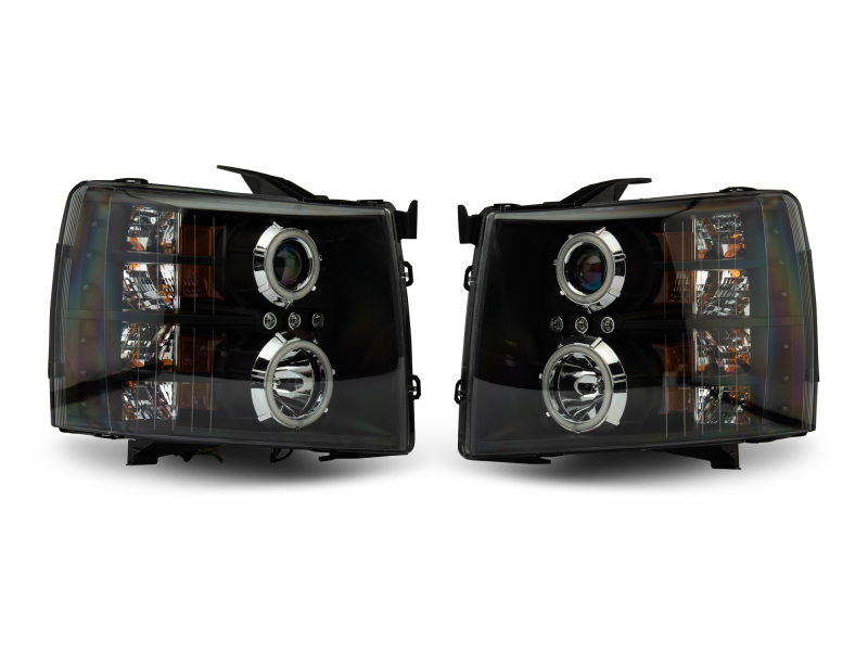 Raxiom 07-13 Silverado 1500 Super White LED Halo Projector Headlights- Black Housing (Clear Lens) thumbnail 3