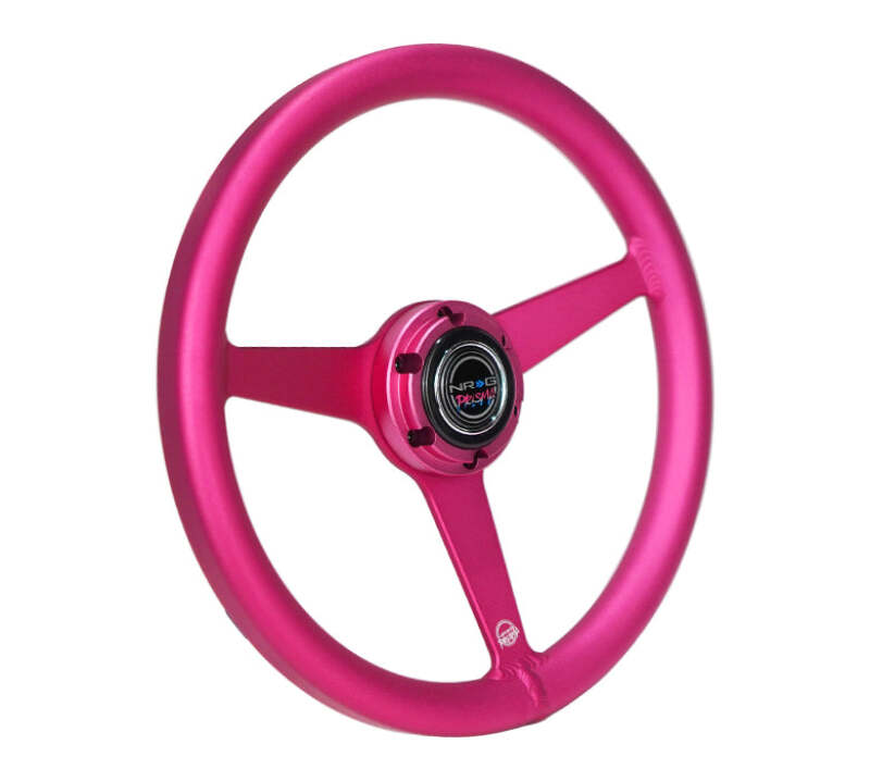 NRG Aluminum Steering Wheel 330mm - Heritage Solid Spoke - Ergonomic Grip - Anadized Pink thumbnail 3