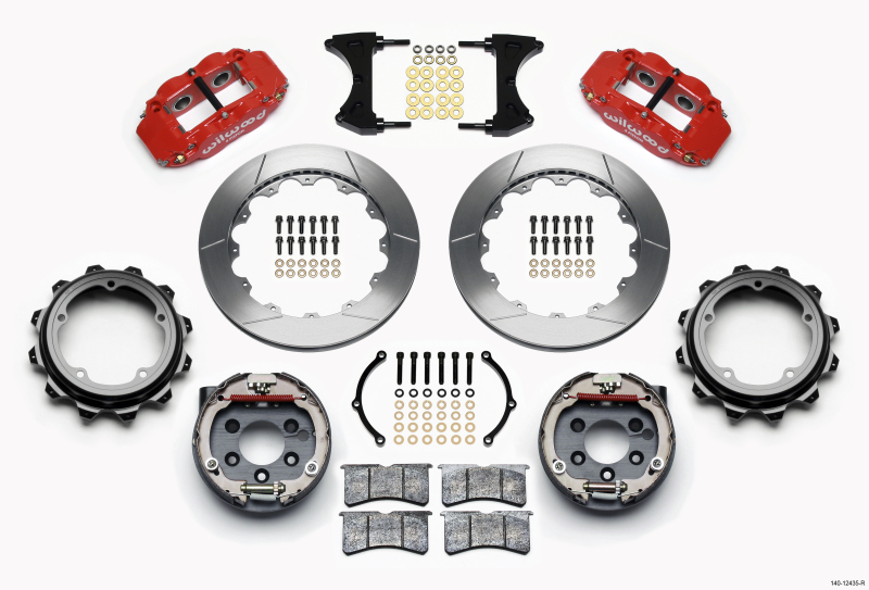 Wilwood Narrow Superlite 4R Rear P-Brk Kit 12.88in Red Strange Eng Floater 3.49in Offset