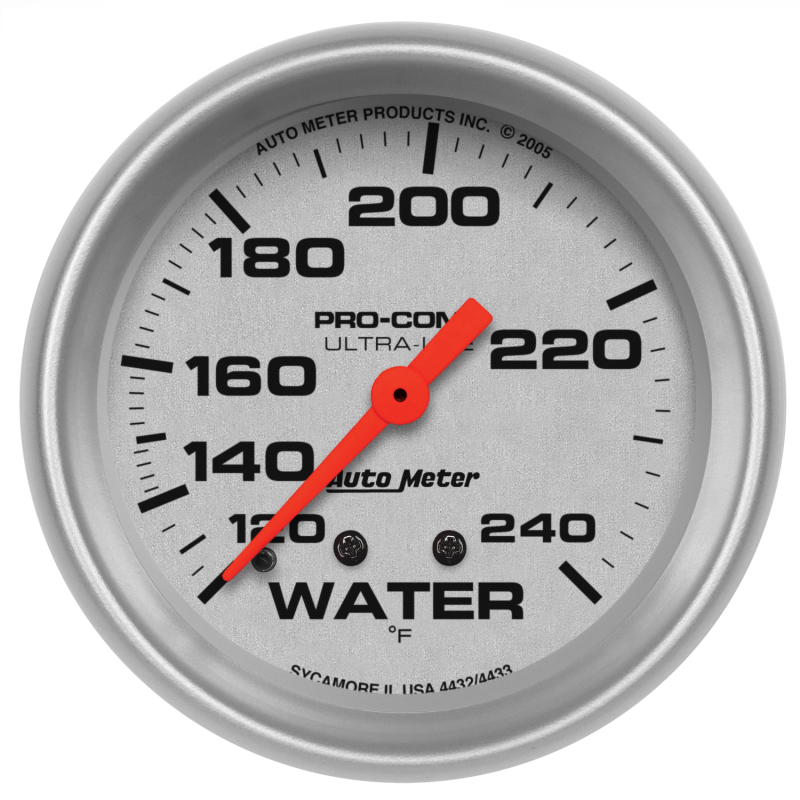 Autometer Ultra-Lite 66.7mm 120-240 Deg F Mechanical Water Temperature Gauge - White thumbnail 4