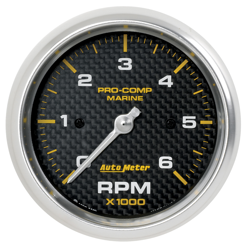 Autometer Marine Carbon Fiber Ultra-Lite Gauge 3-3/8in Tachometer 6K RPM thumbnail 4