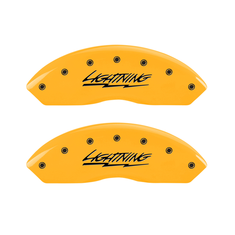 MGP 4 Caliper Covers Engraved Front & Rear Lightning Yellow Finish Black Char 2000 Ford F-150 thumbnail 4