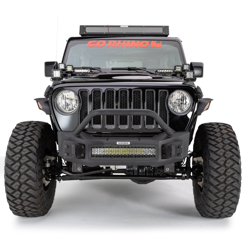 Go Rhino 07-20 Jeep Wrangler JL/JLU/JK/JKU/Gladiator JT Rockline Front Stubby Bumper w/ Overrider thumbnail 7