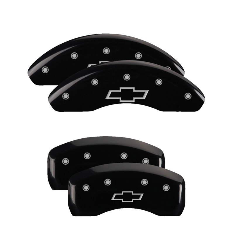 MGP 4 Caliper Covers Engraved Front & Rear Bowtie Black Finish Silver Char 2019 Chevrolet Malibu thumbnail 5