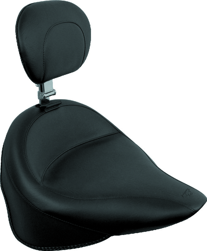 Mustang 84-06 Harley Standard Rear Tire Wide Touring Vintage Solo Seat w/Driver Backrest - Black