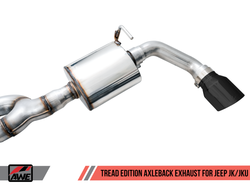 AWE Tuning 07-18 Jeep Wrangler JK/JKU 3.6L Tread Edition Axle-Back Dual Exhaust - Diamond Black Tips thumbnail 9