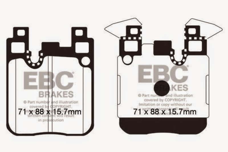 EBC 14+ BMW M3 3.0 Twin Turbo (F80) Yellowstuff Rear Brake Pads thumbnail 5