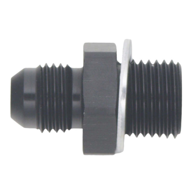 DeatschWerks 6AN Male Flare to M16 X 1.5 Male Metric Adapter (Incl Washer) - Anodized Matte Black thumbnail 2