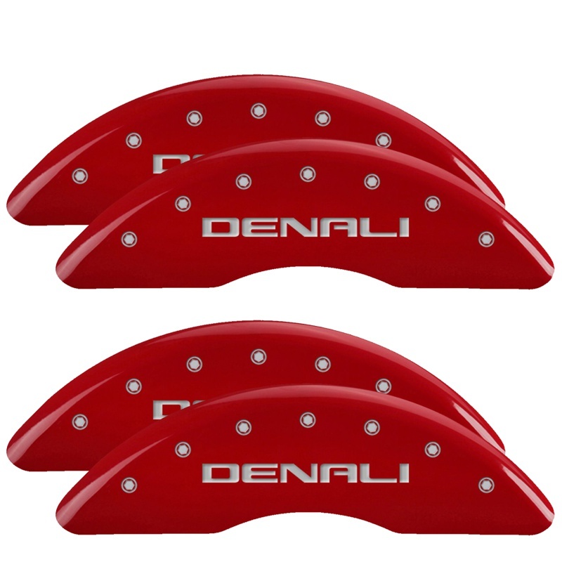 MGP 4 Caliper Covers Engraved Front & Rear Red Finish Silver Characters for 20-22 GMC Sierra 2500HD thumbnail 2
