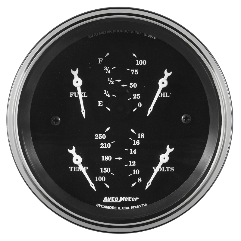 Auto Meter Gauge Quad 3 3/8in 0E-90F Elec Old Tyme Black thumbnail 2