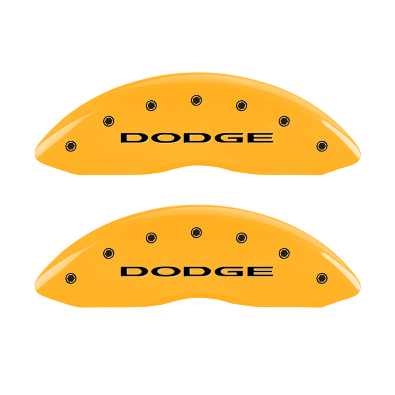 MGP 4 Caliper Covers Engraved Front & Rear With out stripes/Dodge Yellow finish black ch thumbnail 5