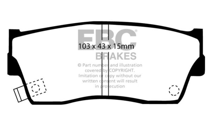 EBC 98-00 Chevrolet Tracker 1.6 (2 Door) Greenstuff Front Brake Pads thumbnail 5