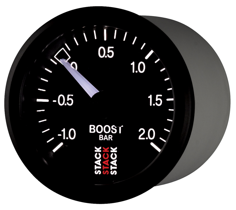 Autometer Stack 52mm -1 to +2 Bar T-Fitting 0.187in Barb (M) Mechanical Boost Pressure Gauge - Black thumbnail 5