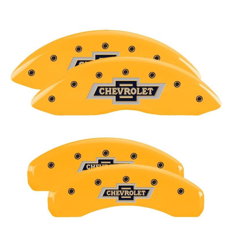 MGP 4 Caliper Covers Engraved F & R 100th Anniv Yellow Finish Black Char 2019 Chevy Silverado 1500 thumbnail 3