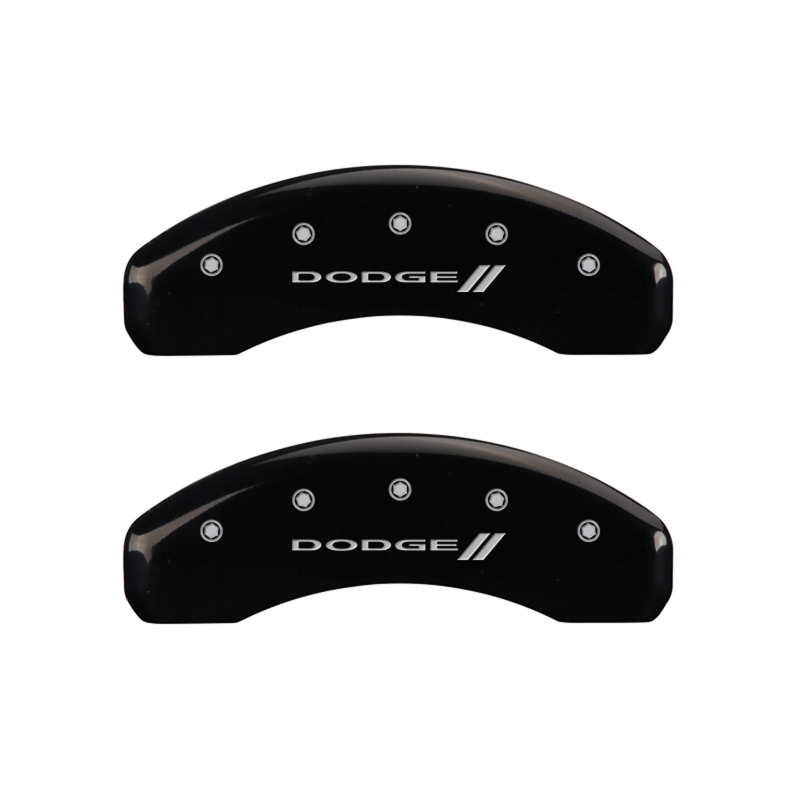 MGP 4 Caliper Covers Engraved Front & Rear With stripes/Dodge Black finish silver ch thumbnail 9
