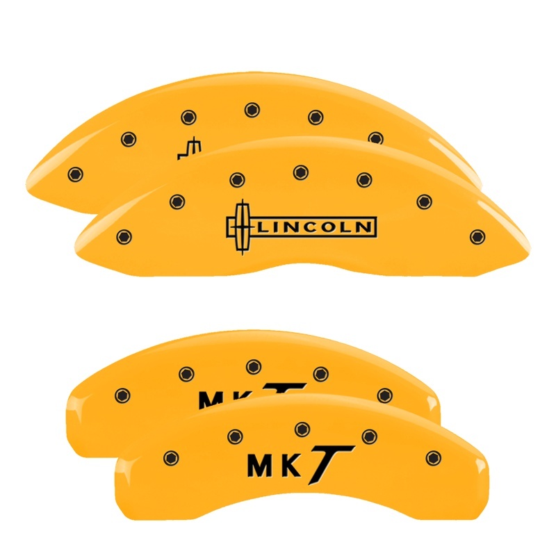 MGP 4 Caliper Covers Engraved Front Lincoln Engraved Rear MKT Yellow finish black ch thumbnail 7