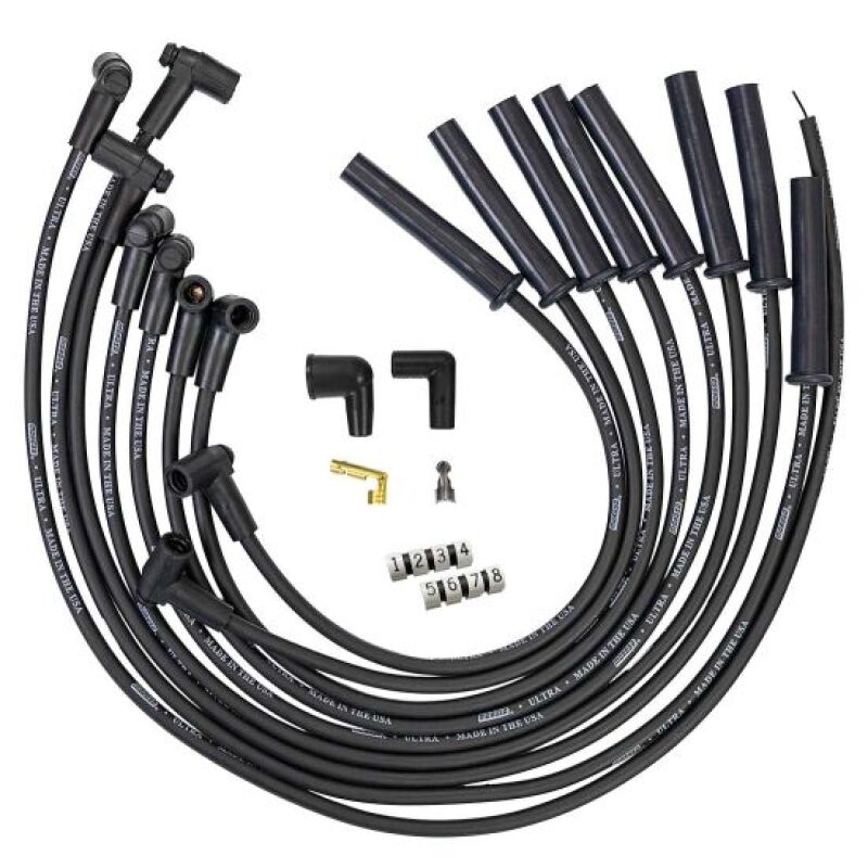 Moroso Ford 289 302 351W HEI-Style Cap Ultra 350 8mm Multi-Angle Boot Spark Plug Wire Set - Black
