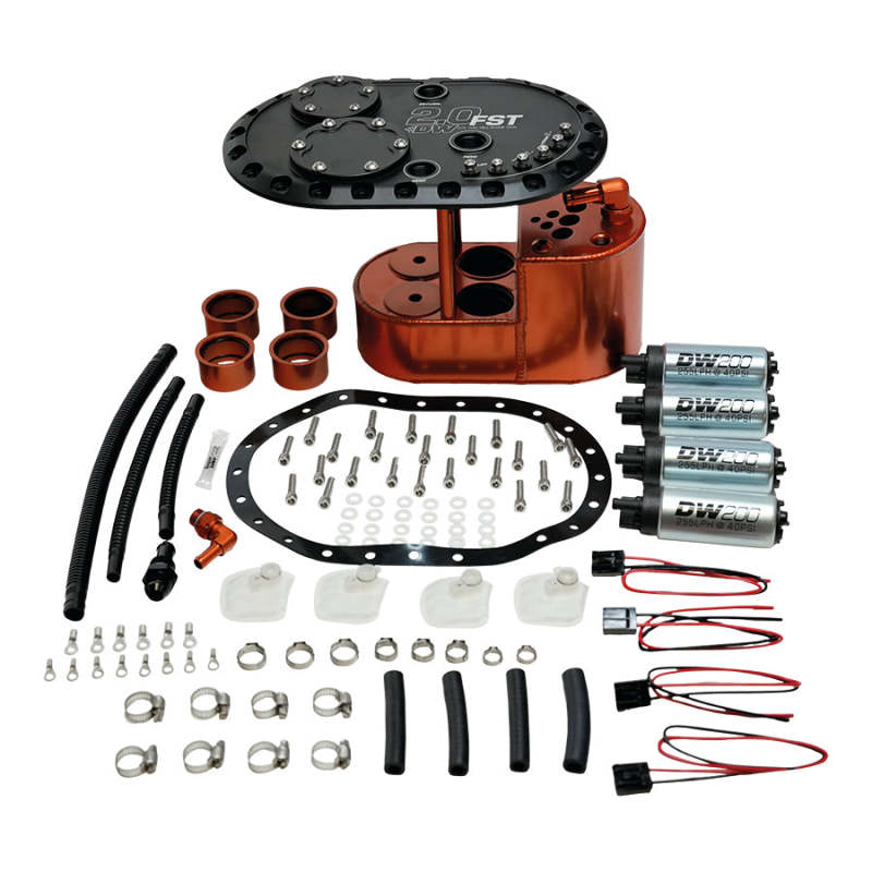 DeatschWerks 2.0L Staged Fuel Cell Surge Tank (Includes 4 DW200 Fuel Pumps) thumbnail 2