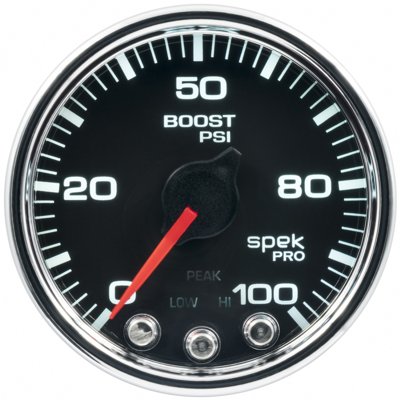 Autometer Spek-Pro Gauge Boost 2 1/16in 100psi Stepper Motor W/Peak & Warn Blk/Chrm thumbnail 5