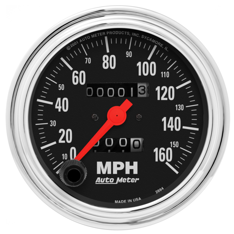 AutoMeter Gauge Speedometer 3-3/8in. 160MPH Mechanical Traditional Chrome