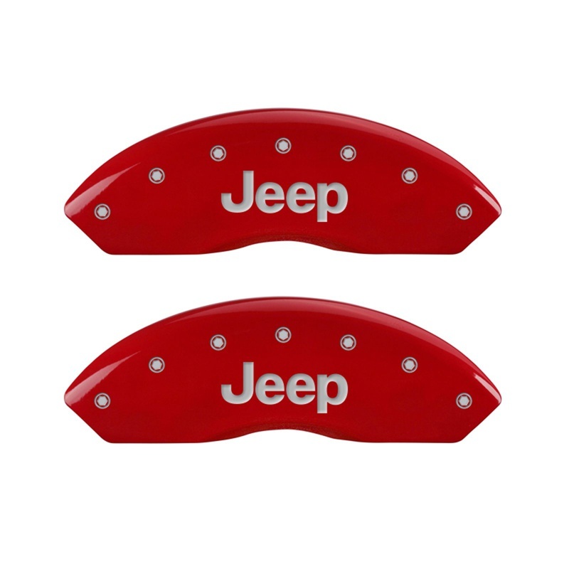 MGP Front set 2 Caliper Covers Engraved Front JEEP Red finish silver ch thumbnail 4