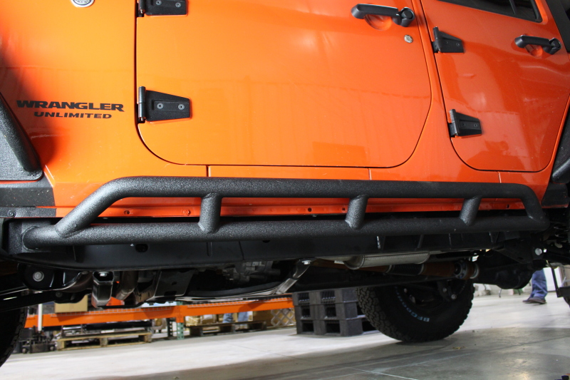 Fishbone Offroad 07-18 Jeep JK 4 Door Wrangler JK Steel Rock Sliders - Blk Textured Powdercoat thumbnail 5