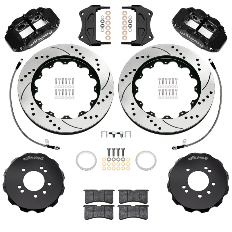 Wilwood 99-02 Nissan Skyline Superlite 6R Front BBK w/ 14.00in D/S Rotors & Flexlines - Black